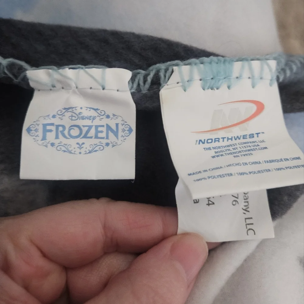 Disney Frozen Blanket - Dark Gray & Light Blue Trim